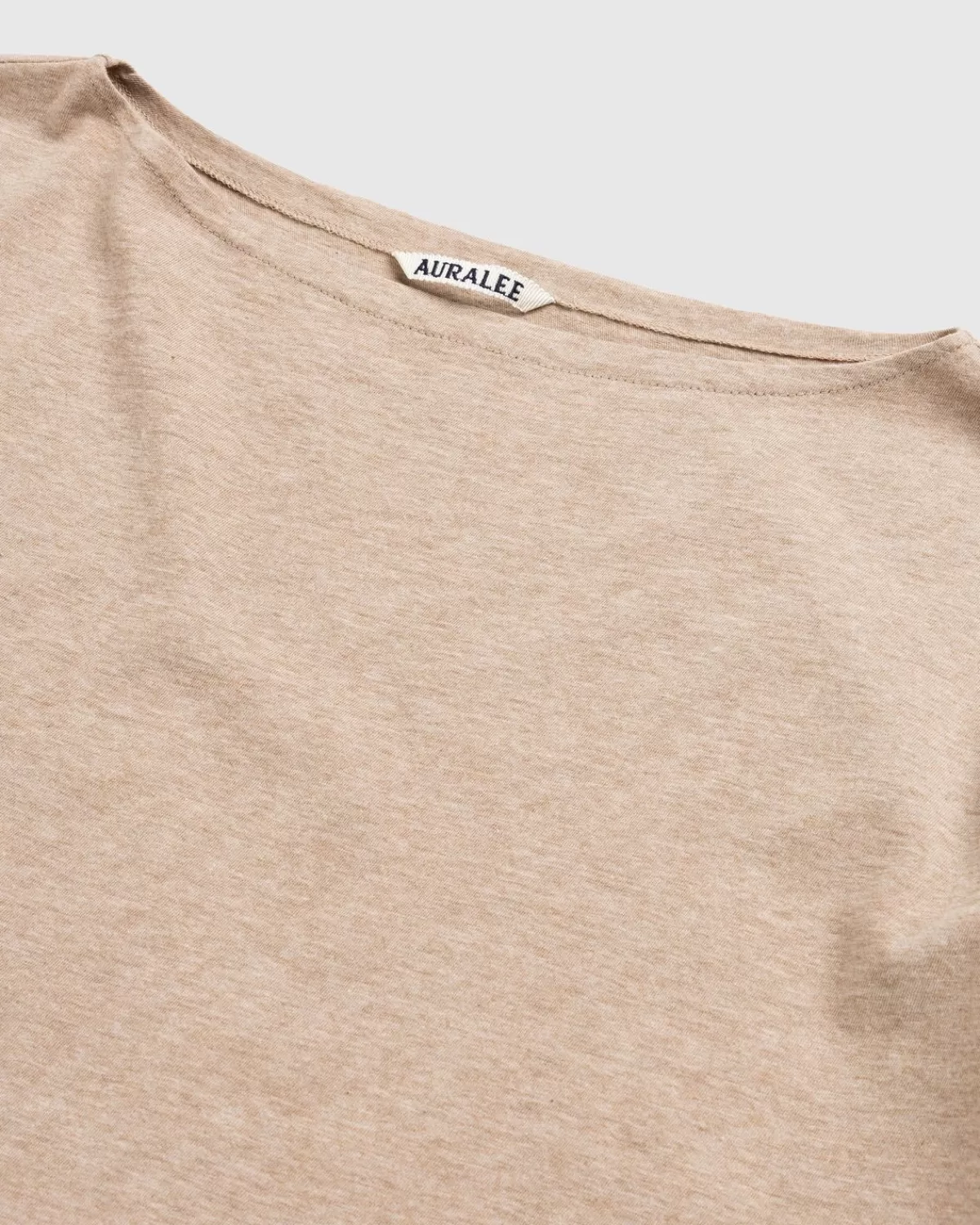 Gebreide Kleding^Auralee Hard Twist Katoen Kasjmier Boothals T-Shirt Met Lange Mouwen Beige