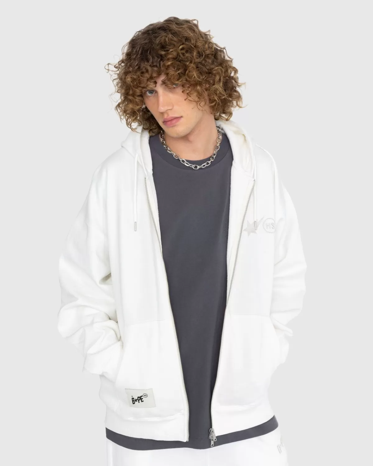 BAPE X Highsnobiety Zwaar Gewassen Hoodie Met Rits, Ivoor Store