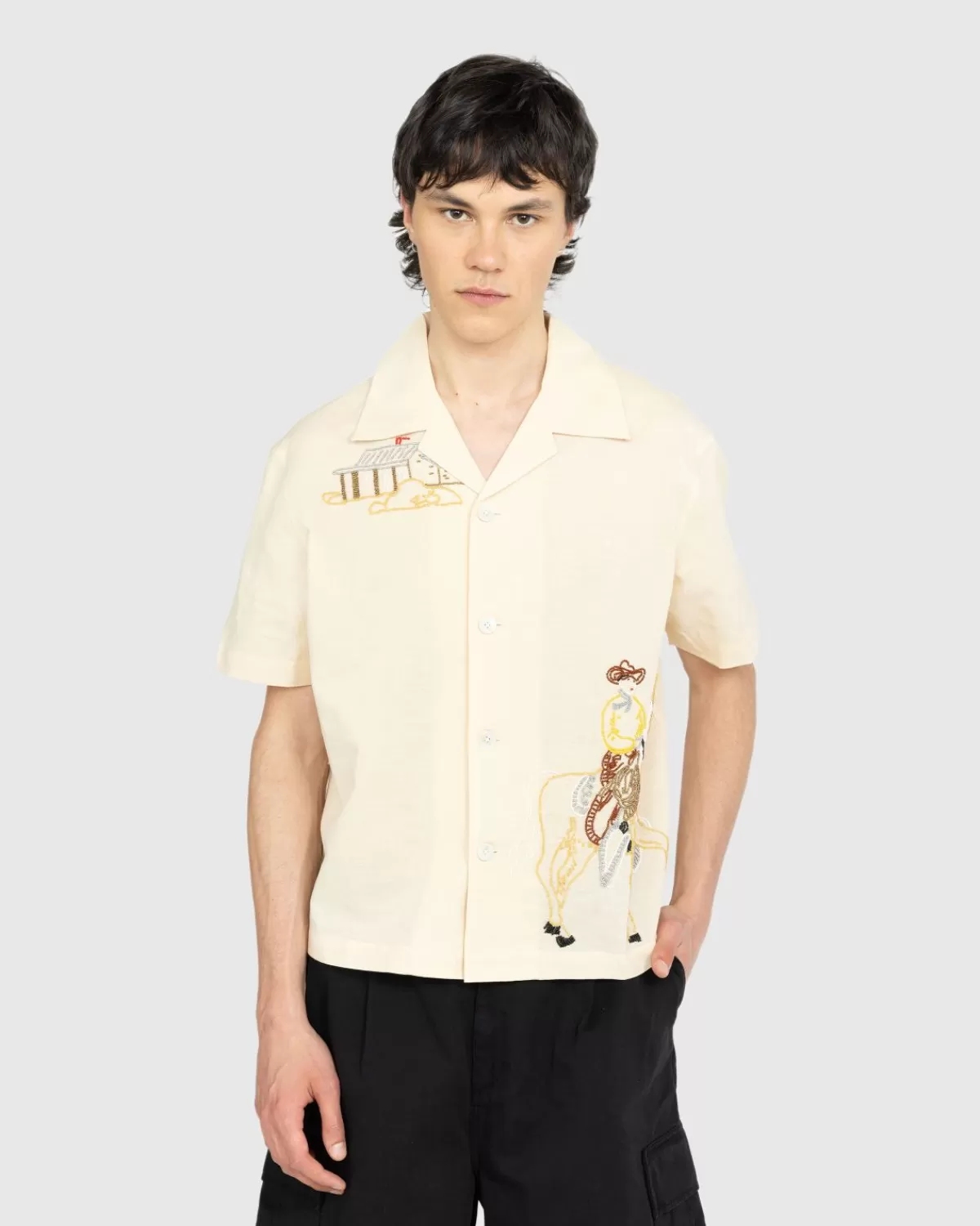 Overhemden^Bode Buckaroo Overhemd Met Korte Mouwen Met Kralen Wit