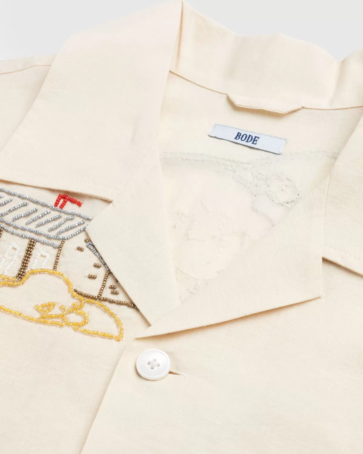 Overhemden^Bode Buckaroo Overhemd Met Korte Mouwen Met Kralen Wit