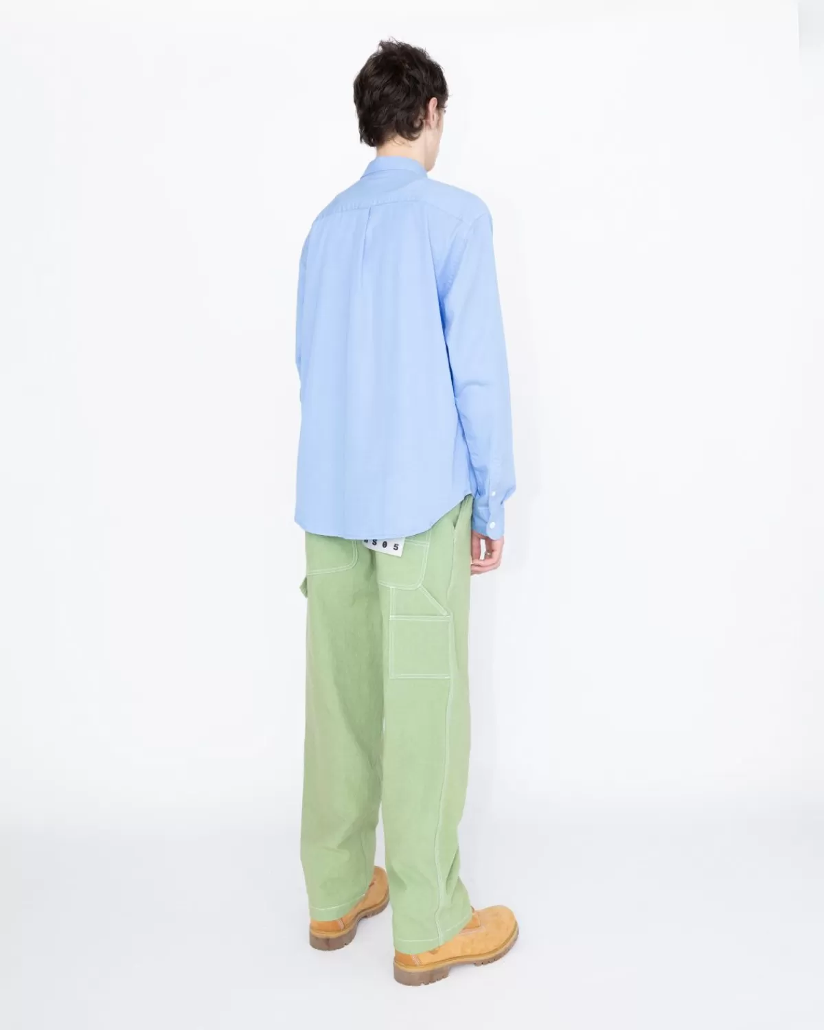 Overhemden^Highsnobiety HS05 Garment-Dyed Perzikkleurig Shirt Met Lange Mouwen Blauw