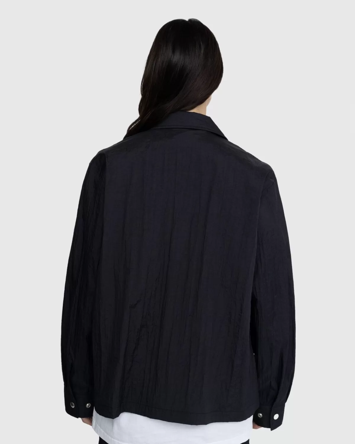 highsnobiety_texture_nylon_overhemdjack_met_rits_zwart_3.webp Bovenkleding^Highsnobiety Texture Nylon Overhemdjack Met Rits Zwart