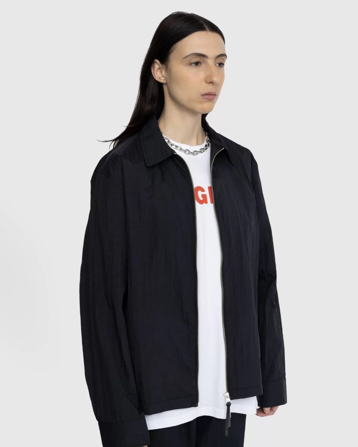 highsnobiety_texture_nylon_overhemdjack_met_rits_zwart_5.webp Bovenkleding^Highsnobiety Texture Nylon Overhemdjack Met Rits Zwart