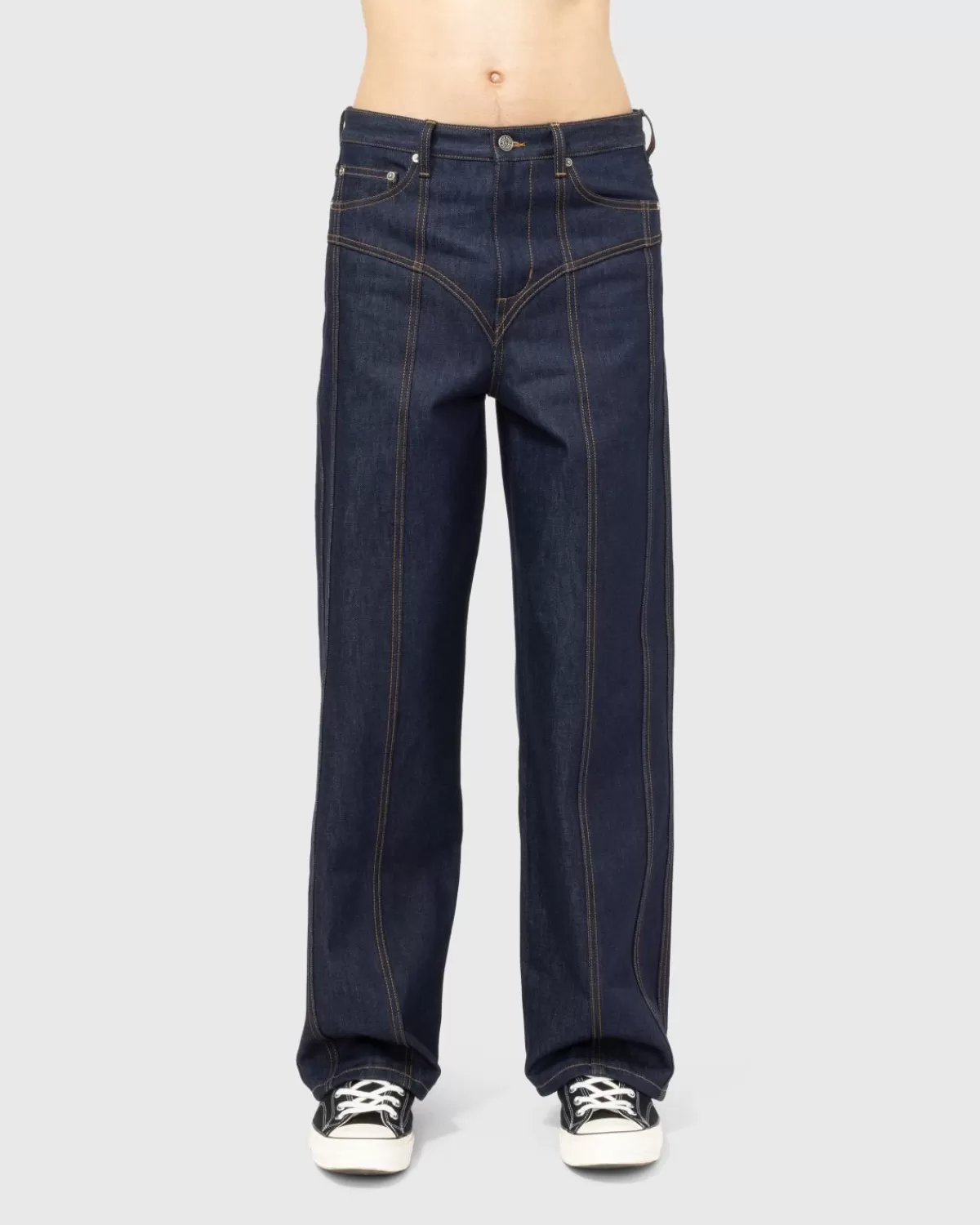 Broek^Jean Paul Gaultier Ruwe Jeans Met Lage Taille Indigo