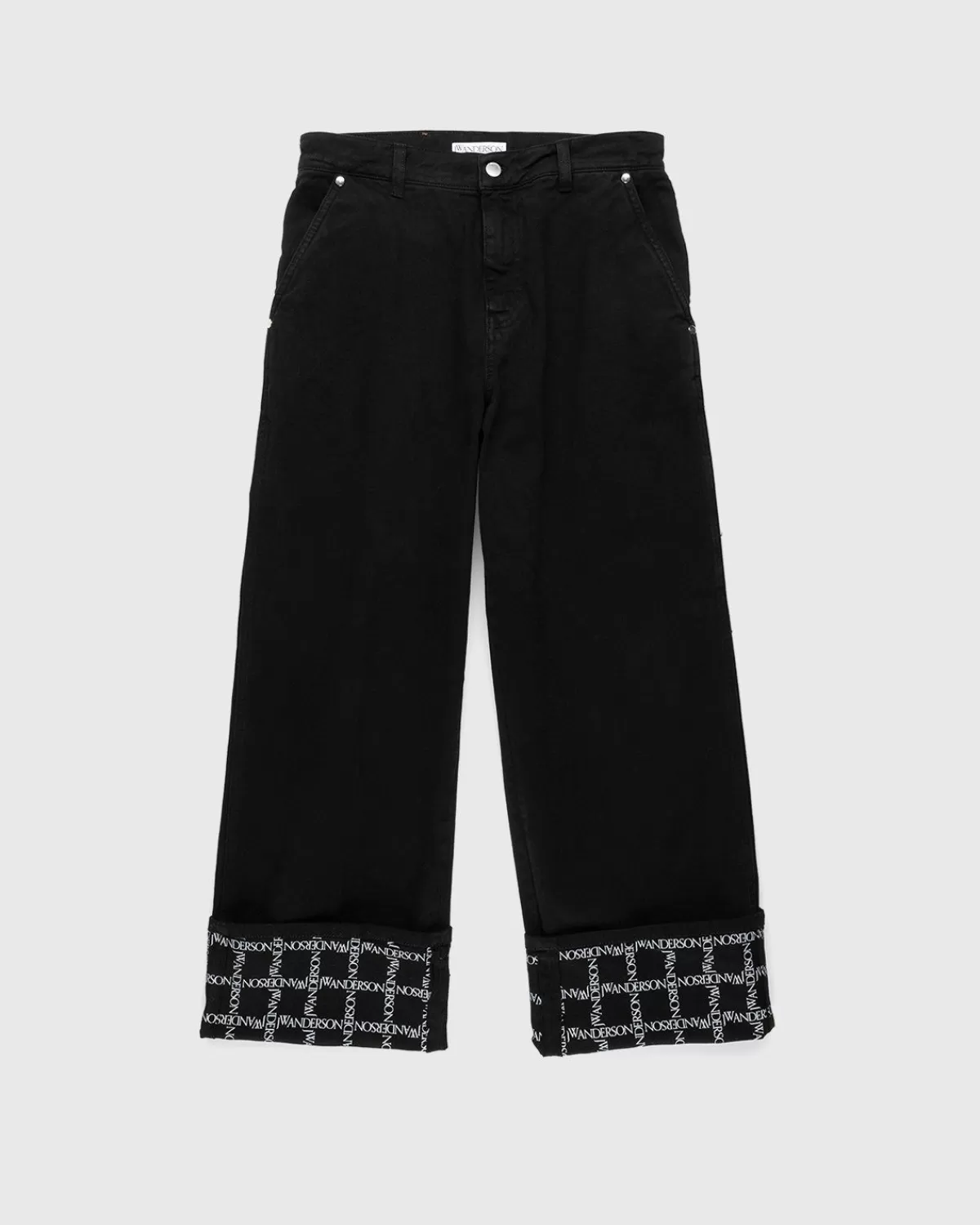 Broek^J.W. Anderson Jw Anderson Jeans Met Wijde Pijpen Met Logoraster Zwart
