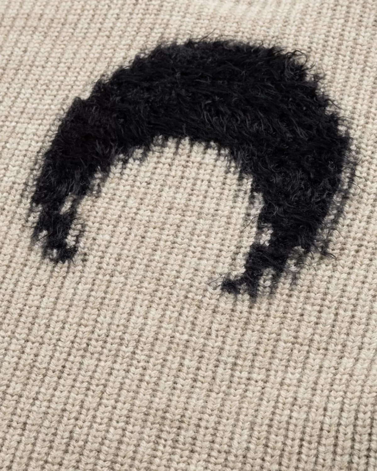 Gebreide Kleding^Marine Serre - Wollen En Pluizig Gebreide Trui Met Ronde Hals Beige