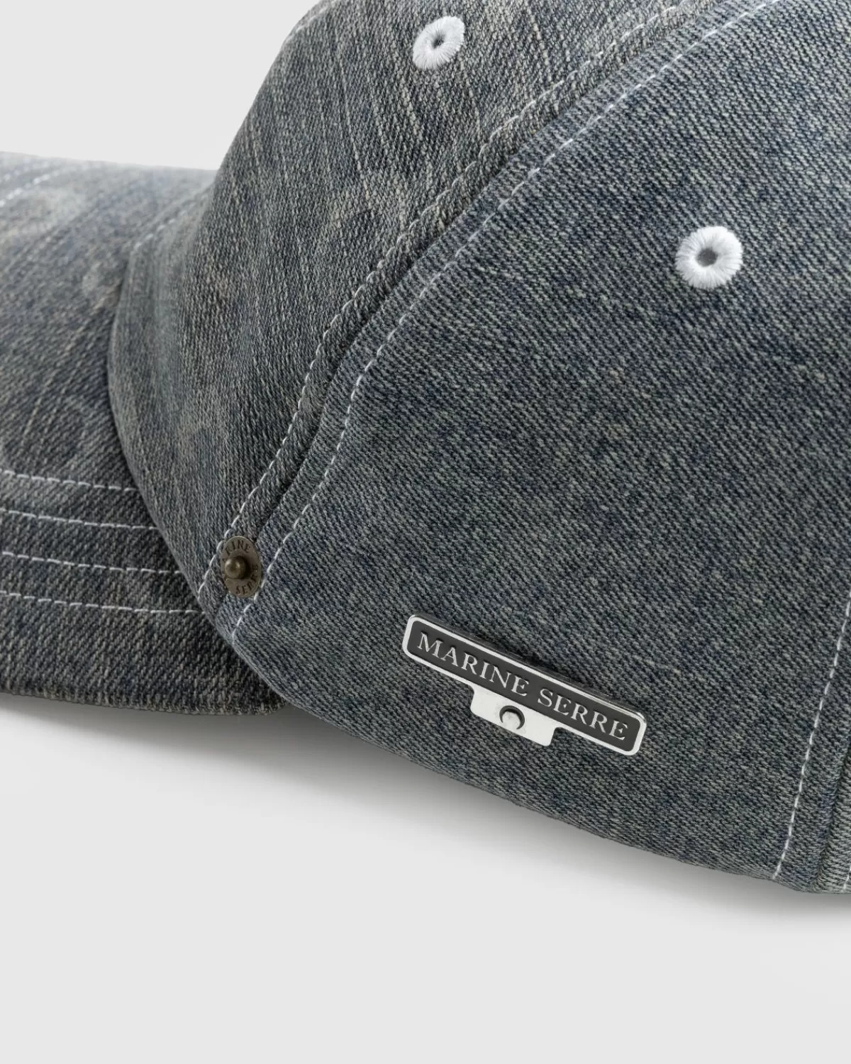 marine_serre_geregenereerde_denim_baseballpet_grijs_6.webp Hoeden^Marine Serre Geregenereerde Denim Baseballpet Grijs