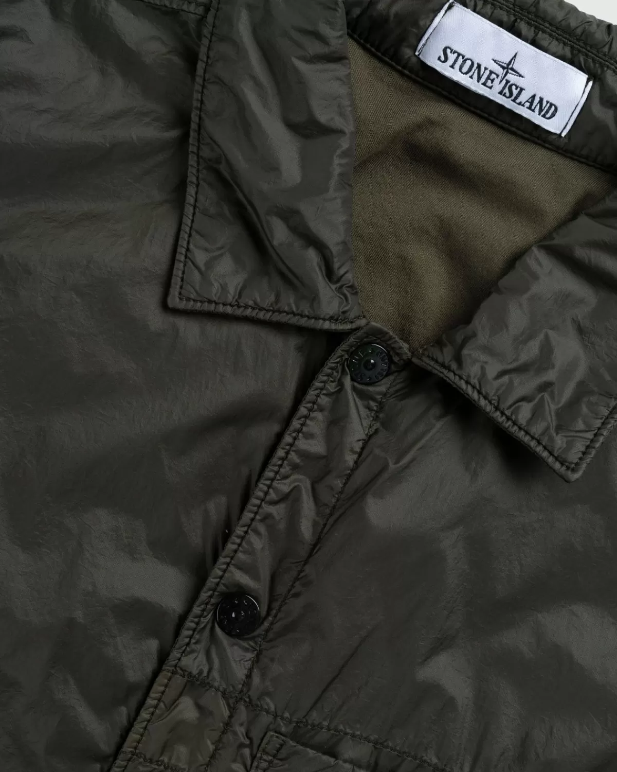 stone_island_gecoat_nylon_overshirt_olijfgroen_1.webp Overhemden^Stone Island Gecoat Nylon Overshirt Olijfgroen